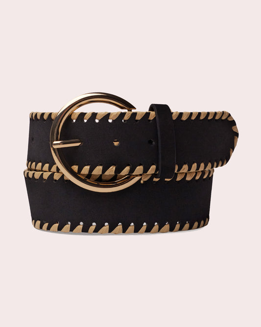 ADRIE | Boho Style Leather Belt with Round Buckle