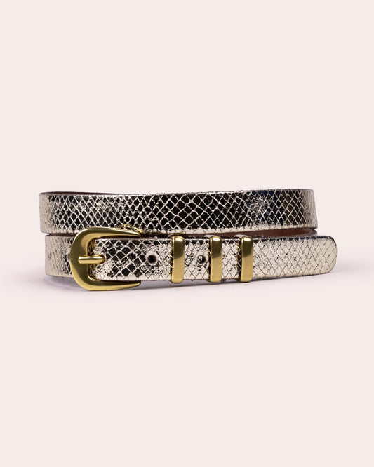 MIRA | Embossed Leather Belt with Triple-Ring Buckle