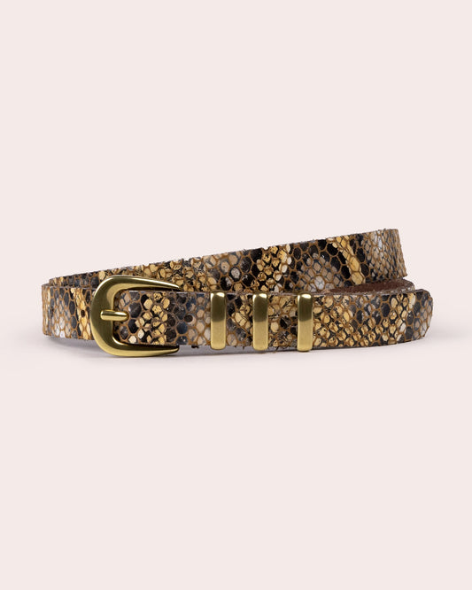 ESME | Snake-Print Leather Belt with Structured Buckle