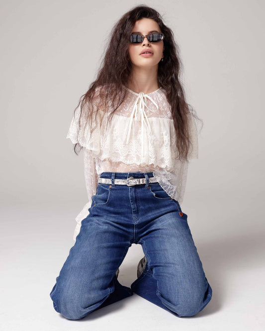 ESME | Snake-Print Leather Belt with Structured Buckle